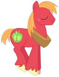 Size: 760x992 | Tagged: safe, artist:jennieoo, big macintosh, earth pony, pony, g4, eyes closed, jumping, male, show accurate, simple background, solo, stallion, transparent background, vector