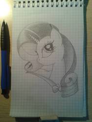 Size: 1920x2560 | Tagged: artist needed, safe, rarity, pony, g4, female, graph paper, pen, pen drawing, solo, traditional art