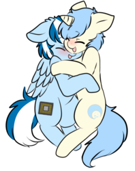 Size: 918x1162 | Tagged: safe, artist:cute-little-tea, derpibooru exclusive, oc, oc only, oc:celestial charm, oc:silicon chip, pony, cuddling, gay, male, oc x oc, shipping, simple background, transparent background