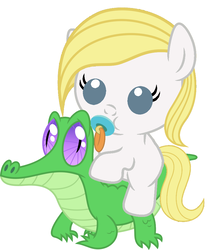 Size: 811x967 | Tagged: safe, artist:red4567, gummy, oc, pony, g4, ashleigh ball, ashleighbetes, baby, baby pony, cute, ocbetes, pacifier, ponies riding gators, ponified, riding, simple background, white background