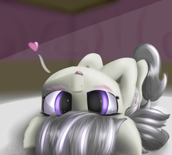 Size: 2100x1900 | Tagged: safe, artist:a8f12, octavia melody, earth pony, pony, g4, bed, blushing, cute, dark room, female, heart, solo, upside down