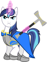 Size: 3670x4825 | Tagged: safe, artist:ironm17, shining armor, pony, unicorn, g4, absurd resolution, angry, armor, cape, clothes, fantasy class, hammer, knight, looking at you, magic, magic aura, male, paladin, simple background, solo, stallion, transparent background, vector, warcraft, warrior