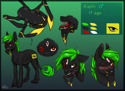 Size: 2489x1802 | Tagged: safe, artist:holosta, oc, oc only, oc:raphi, monster pony, original species, spider, spiderpony, green hair, pedipalps, reference sheet