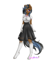Size: 2500x2700 | Tagged: safe, artist:bunnywhiskerz, oc, oc only, oc:sapphire, unicorn, anthro, unguligrade anthro, anthro oc, clothes, dress, high res, simple background, solo, transparent background