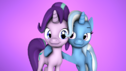 Size: 3840x2160 | Tagged: safe, artist:vanchees, starlight glimmer, trixie, pony, unicorn, g4, 3d, female, high res, mare