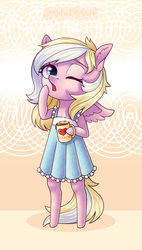 Size: 2058x3629 | Tagged: safe, artist:wirbel-wind, oc, oc only, oc:bay breeze, anthro, arm hooves, clothes, coffee, high res, messy mane, mug, nightgown, one eye closed, open mouth, sleepy, standing, yawn