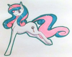 Size: 1024x816 | Tagged: safe, artist:oneiria-fylakas, oc, oc only, oc:candy, pony, unicorn, female, mare, solo, traditional art