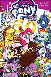 Size: 331x499 | Tagged: safe, artist:andy price, idw, applejack, fluttershy, pinkie pie, princess celestia, princess luna, rainbow dash, rarity, spike, twilight sparkle, alicorn, dragon, pony, g4, amazon.com, mane seven, mane six, my little pony logo, twilight sparkle (alicorn)