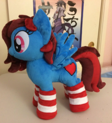 Size: 1098x1200 | Tagged: safe, artist:lilmoon, oc, oc only, oc:lucid heart, pegasus, pony, clothes, irl, photo, plushie, socks, solo, striped socks