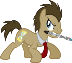Size: 6785x6000 | Tagged: safe, artist:firestorm-can, artist:tygerbug, doctor whooves, time turner, earth pony, pony, g4, absurd resolution, crossover, doctor who, necktie, simple background, sonic screwdriver, the doctor, transparent background, vector, vector trace