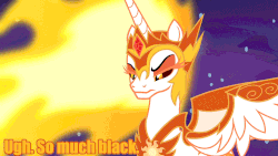 Size: 800x450 | Tagged: safe, edit, edited screencap, screencap, daybreaker, pony, a royal problem, g4, animated, female, gif, reaction image, solo