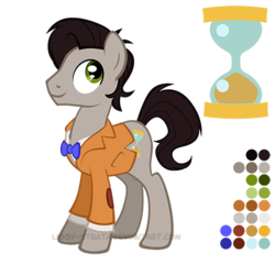 Size: 504x504 | Tagged: safe, alternate version, artist:lissystrata, doctor whooves, time turner, pony, g4, blazer, bowtie, clothes, crossover, cutie mark, doctor who, eleventh doctor, hourglass, male, matt smith, ponified, reference sheet, shirt, simple background, solo, the doctor, transparent background, tweed, vector