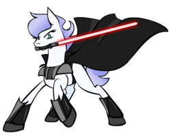 Size: 1220x1000 | Tagged: safe, artist:crowneprince, oc, earth pony, pony, .ai available, cape, clothes, cosplay, costume, crossover, darth vader, lightsaber, mouth hold, shoes, simple background, star wars, transparent background, vector, weapon