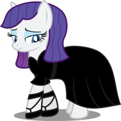 Size: 4424x4415 | Tagged: safe, artist:atomicmillennial, rarity, pony, unicorn, g4, suited for success, absurd resolution, alternate hairstyle, alternate universe, black dress, clothes, dress, female, mare, missing horn, simple background, solo, transparent background, vector