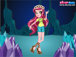 Size: 800x600 | Tagged: safe, artist:user15432, gloriosa daisy, human, equestria girls, g4, my little pony equestria girls: legend of everfree, clothes, female, floral head wreath, flower, headband, protagonist, sandals, shirt, shoes, shorts, solo, starsue