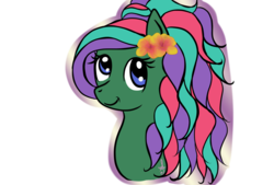 Size: 1600x1080 | Tagged: safe, artist:silversthreads, oc, oc only, oc:sea jade, aquapony, pony, bust, hibiscus, portrait, simple background, solo, transparent background