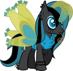 Size: 1019x993 | Tagged: safe, artist:lightningbolt, derpibooru exclusive, oc, oc only, oc:lymantria, mothim, mothpony, original species, pony, g4, .svg available, antennae, clandestine industries, colored sclera, ear fluff, emo, eyeliner, eyeshadow, femboy, fluffy, frown, hair over one eye, hoof fluff, long mane, long tail, makeup, male, neck fluff, pokémon, proboscis, raised hoof, running makeup, show accurate, simple background, slit pupils, solo, stallion, svg, tongue out, transparent background, vector, wristband