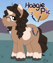 Size: 1675x2000 | Tagged: safe, artist:amaraburrger, oc, oc only, oc:hoagie pic, earth pony, hybrid, pony, unicorn, bhm, chubby, digital art, fat, glasses, male, mixed race, solo, stallion