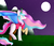 Size: 1397x1200 | Tagged: safe, artist:kawurin, oc, oc only, draconequus, pony, moon, night, raised hoof, solo