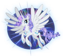 Size: 600x538 | Tagged: safe, artist:sapphiregamgee, rarity, alicorn, pony, g4, alicornified, female, looking sideways, race swap, raricorn, solo, sparkles, spread wings, wings