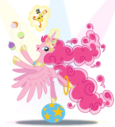 Size: 813x900 | Tagged: safe, artist:sapphiregamgee, boneless, pinkie pie, alicorn, pony, g4, alicornified, balancing, female, hilarious in hindsight, levitation, looking at you, magic, mare, pinkiecorn, princess, profile, race swap, simple background, slender, solo, spotlight, spread wings, telekinesis, thin, transparent background, wings, xk-class end-of-the-world scenario