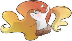 Size: 2850x1631 | Tagged: safe, artist:lrusu, oc, oc only, pony, unicorn, bust, eyes closed, female, mare, portrait, simple background, solo, transparent background