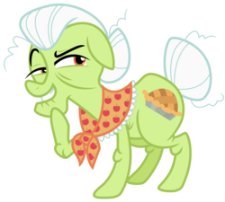 Size: 6117x5500 | Tagged: safe, artist:estories, granny smith, earth pony, pony, g4, absurd resolution, elderly, female, hair bun, hoof on chin, mare, raised eyebrow, raised hoof, simple background, solo, transparent background, vector