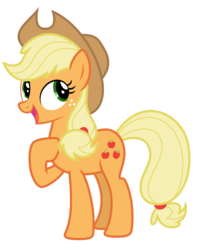 Size: 5786x7250 | Tagged: safe, artist:estories, applejack, earth pony, pony, g4, absurd resolution, cowboy hat, female, hat, mare, raised hoof, simple background, smiling, solo, stetson, transparent background, vector