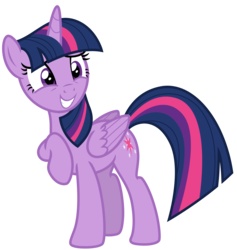 Size: 6154x6500 | Tagged: safe, artist:estories, twilight sparkle, alicorn, pony, g4, absurd resolution, female, mare, raised hoof, simple background, smiling, solo, transparent background, twilight sparkle (alicorn), vector