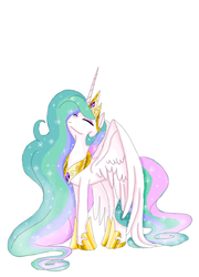 Size: 720x1002 | Tagged: safe, artist:tsundra, princess celestia, alicorn, pony, g4, eyes closed, female, simple background, smiling, solo, spread wings, white background, wings