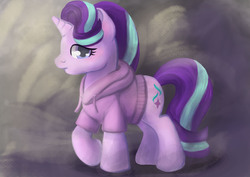 Size: 2339x1654 | Tagged: safe, artist:viv-chibi-love, starlight glimmer, pony, unicorn, g4, clothes, cute, female, hoodie, looking at you, mare, raised hoof, solo