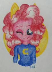 Size: 955x1309 | Tagged: safe, artist:dixieart05, pinkie pie, equestria girls, g4, female, one eye closed, solo, traditional art, wink, wondercolts