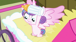 Size: 1280x720 | Tagged: safe, edit, edited screencap, screencap, princess flurry heart, pony, a flurry of emotions, g4, my little pony: friendship is magic, baby bottle, diaperless edit, female, solo