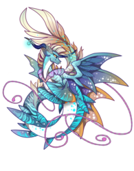 Size: 2664x3408 | Tagged: safe, artist:taiga-blackfield, oc, oc only, oc:azull, hybrid, merpony, curved horn, high res, horn, male, nose piercing, nose ring, piercing, simple background, solo, spread wings, transparent background, wings