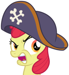 Size: 3000x3273 | Tagged: safe, artist:sollace, apple bloom, pony, g4, hard to say anything, .svg available, clothes, female, hat, high res, open mouth, pirate, pirate hat, show accurate, simple background, solo, spyrate, transparent background, vector