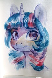 Size: 1430x2160 | Tagged: safe, artist:aphphphphp, twilight sparkle, pony, unicorn, g4, bust, female, portrait, solo, traditional art, watercolor painting