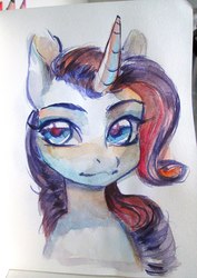 Size: 1526x2160 | Tagged: safe, artist:aphphphphp, rarity, pony, unicorn, g4, bust, female, portrait, solo, traditional art, watercolor painting