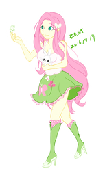 Size: 1902x3105 | Tagged: safe, artist:rosa, angel bunny, fluttershy, equestria girls, g4, female, simple background, solo, white background