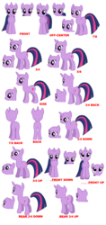 Size: 1920x4076 | Tagged: artist needed, source needed, safe, dhx media, twilight sparkle, pony, unicorn, g4, leak, bald, female, flash asset, flash puppet, high res, mare, no mane, reference sheet, show accurate, simple background, solo, unicorn twilight, white background