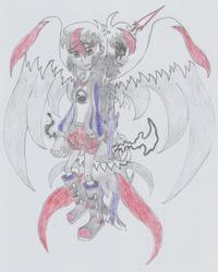 Size: 1725x2151 | Tagged: safe, artist:nephilim rider, oc, oc only, oc:heaven lost, equestria girls, g4, duality, equestria girls-ified, nephilim, traditional art