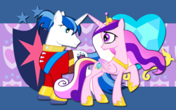 Size: 2560x1600 | Tagged: safe, artist:alicehumansacrifice0, artist:epic-panda17, artist:php11, edit, princess cadance, shining armor, a canterlot wedding, g4, my little pony: friendship is magic, concave belly, cutie mark, slender, thin, vector, wallpaper, wallpaper edit