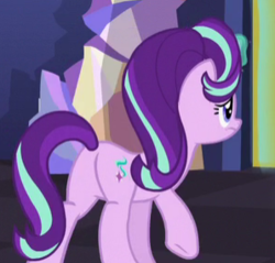 Size: 298x285 | Tagged: safe, screencap, starlight glimmer, pony, unicorn, g4, the crystalling, butt, cropped, female, glimmer glutes, mare, plot, solo, twilight's castle, underhoof