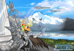 Size: 4800x3300 | Tagged: safe, artist:avchonline, oc, oc only, butterfly, earth pony, pony, semi-anthro, arm hooves, armor, bipedal, high res, polearm, scenery, solo, weapon