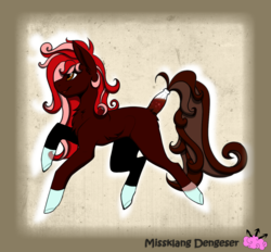 Size: 1400x1300 | Tagged: safe, artist:missklang, oc, oc only, pony, adopted, closed species, coca-cola, glass bottle pony, signature, solo, theme, wavy mane