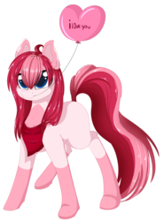 Size: 1024x1384 | Tagged: safe, artist:php146, oc, oc only, oc:amai, earth pony, pony, balloon, bandana, female, heart balloon, mare, simple background, solo, transparent background