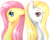 Size: 1280x1018 | Tagged: safe, artist:ladyunilove, banner mares, crescendo, fluttershy, pegasus, pony, g4, back to back, bust, colored pupils, duo, female, mare, portrait, simple background, transparent background