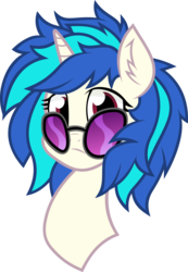 Size: 4567x6595 | Tagged: safe, artist:gray-gold, artist:php92, dj pon-3, vinyl scratch, pony, unicorn, g4, .svg available, absurd resolution, bust, ear fluff, female, glasses off, mare, portrait, red eyes, simple background, solo, transparent background, vector, vector trace