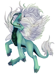 Size: 2448x3264 | Tagged: safe, artist:anteabelle, oc, oc only, oc:aeolus, kirin, pony, cloven hooves, high res, long mane, male, parent:jade radiance, parent:vibrato, parents:oc x oc, ram horns, scaled underbelly, simple background, solo, spread wings, transparent background, whiskers, wings, yellow eyes
