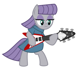 Size: 3500x3209 | Tagged: safe, artist:masem, maud pie, earth pony, pony, g4, female, flying v, guitar, guitarity, high res, mare, musical instrument, simple background, transparent background, vector