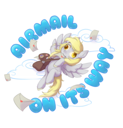 Size: 1692x1753 | Tagged: safe, artist:spoondiesei, derpy hooves, pony, g4, design, female, letter, mailbag, mailmare, mouth hold, shirt design, simple background, solo, transparent background, welovefine